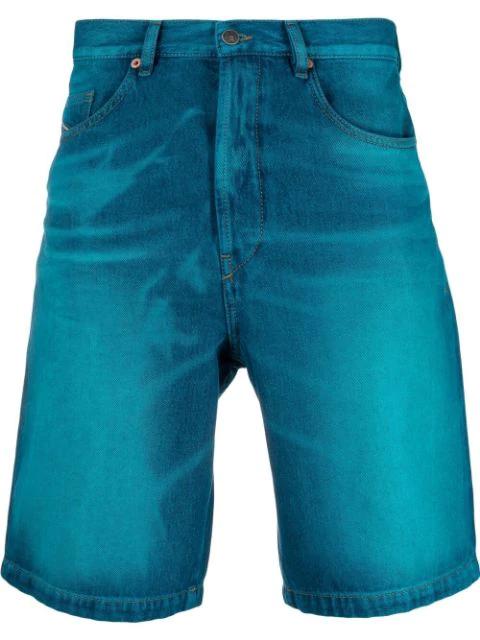 lasered-effect denim shorts by DIESEL