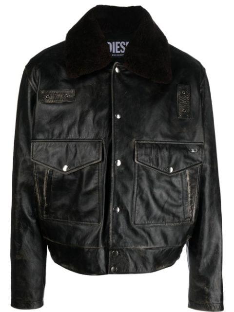 leather press-stud fastening jacket by DIESEL
