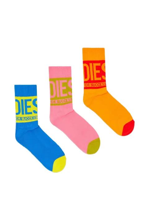 logo-detail ribbed-cuff cotton socks (pack of three) by DIESEL