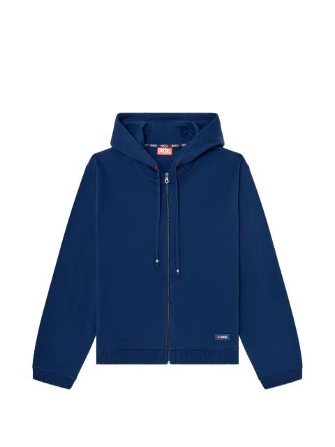 logo-detail zip-up cotton hoodie by DIESEL