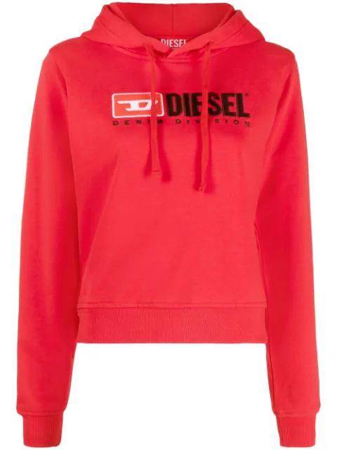 logo-embroidered cotton hoodie by DIESEL