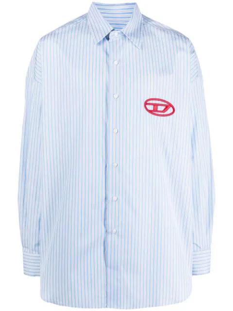 logo-embroidered striped shirt by DIESEL