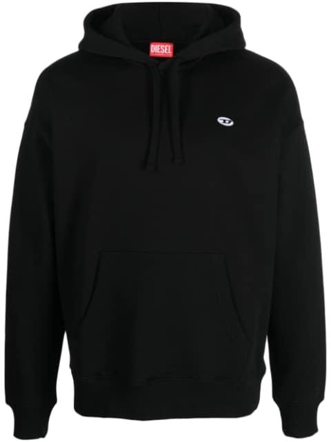 logo-patch cotton hoodie by DIESEL