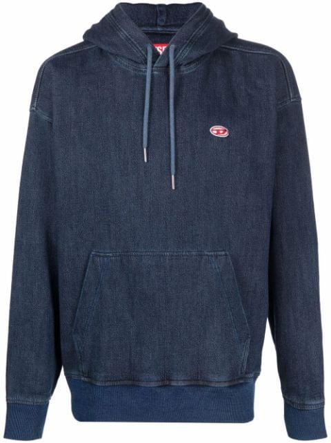 logo-patch denim hoodie by DIESEL