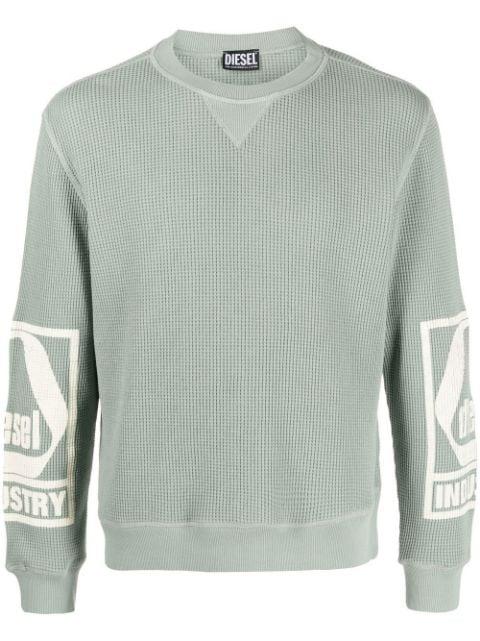 logo print chunky-knit jumper by DIESEL