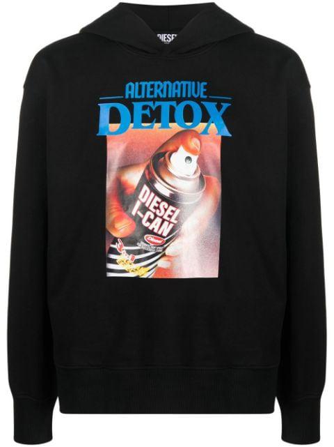 logo print cotton hoodie by DIESEL