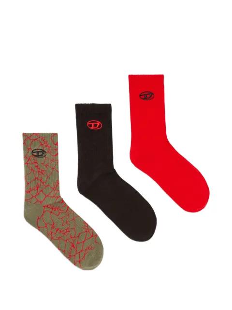 logo-print cotton socks (pack of three) by DIESEL