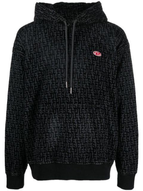 logo-print denim hoodie by DIESEL