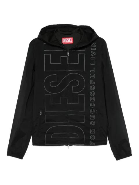 logo-print hoodied jacket by DIESEL
