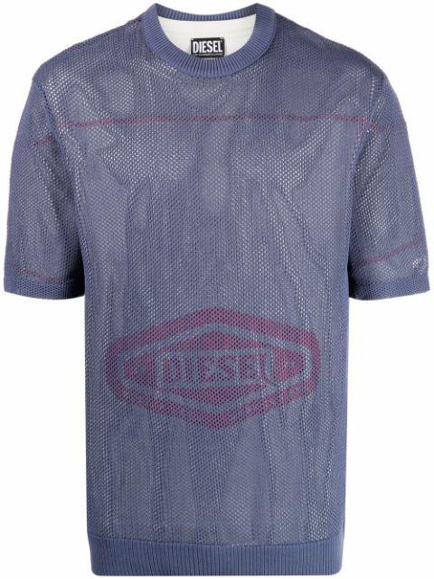 logo-print mesh T-shirt by DIESEL
