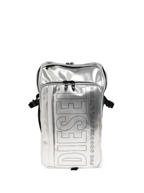logo-print metallic-effect backpack by DIESEL