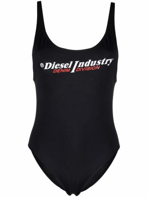 logo-print open-back one-piece by DIESEL