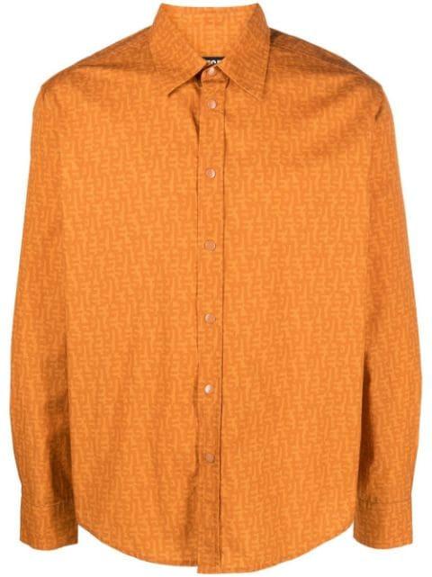 logo-print press-stud fastening shirt by DIESEL