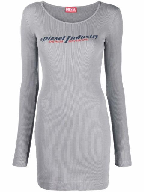 logo-print ribbed sweater dress by DIESEL