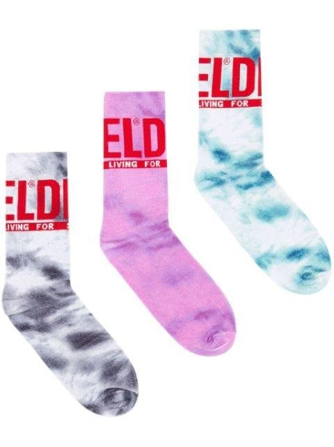 marble-effect stretch-cotton socks (pack of three) by DIESEL