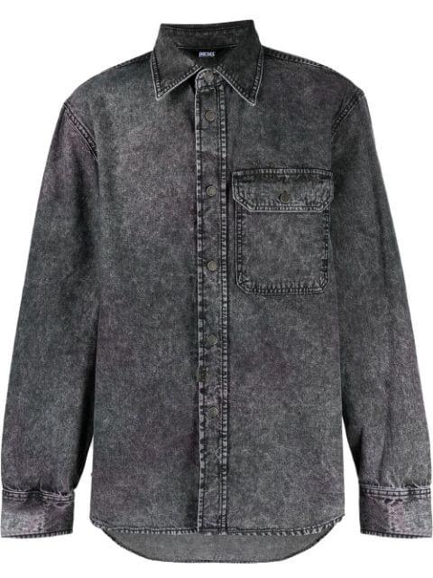 marbled-effect denim jacket by DIESEL