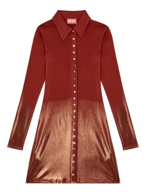 metallic-effect button-front mini day dress by DIESEL