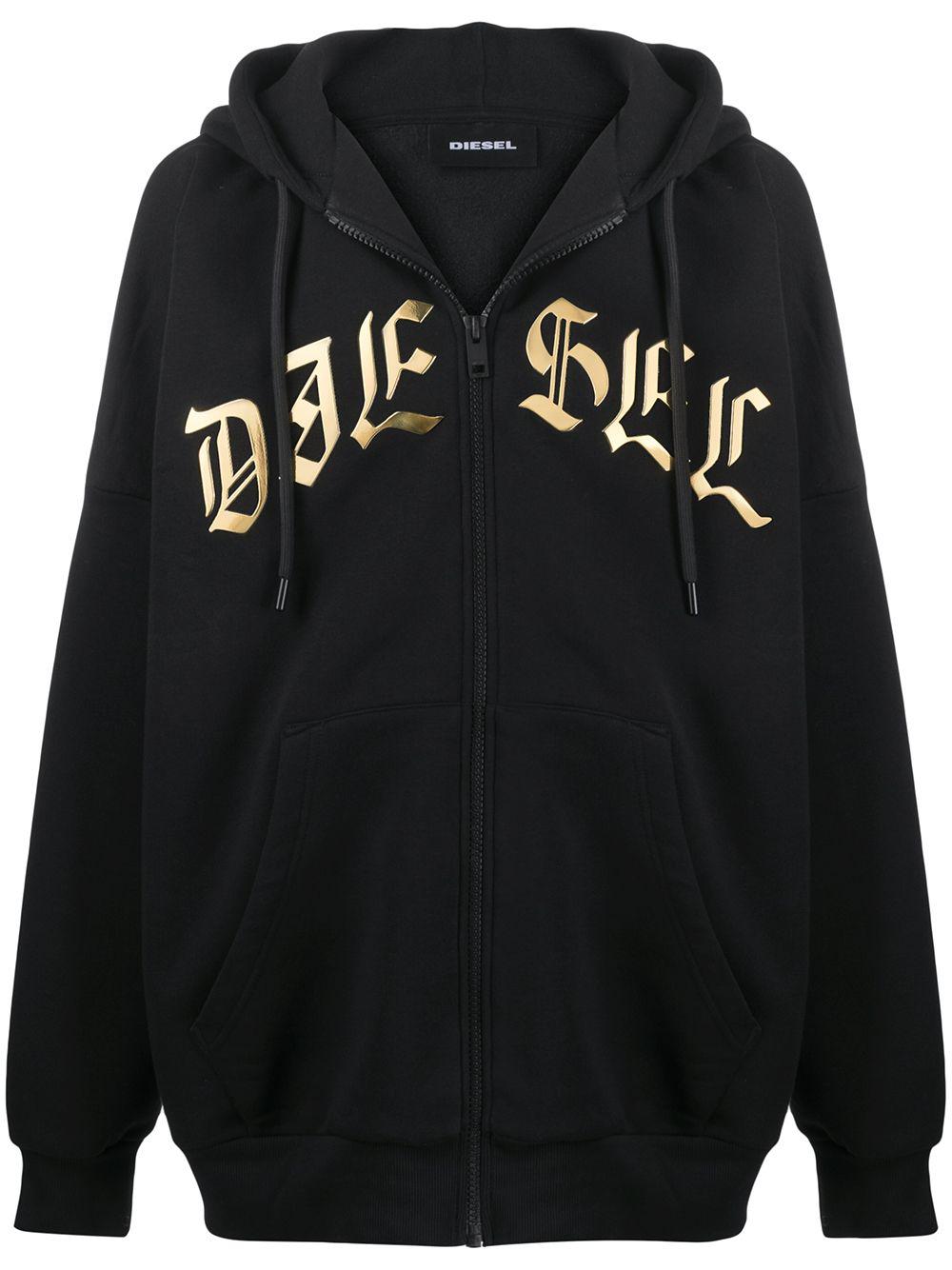 metallic logo zip-up hoodie by DIESEL