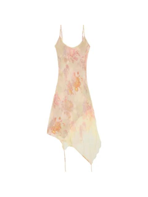 midi floral-print lace-trim dress by DIESEL