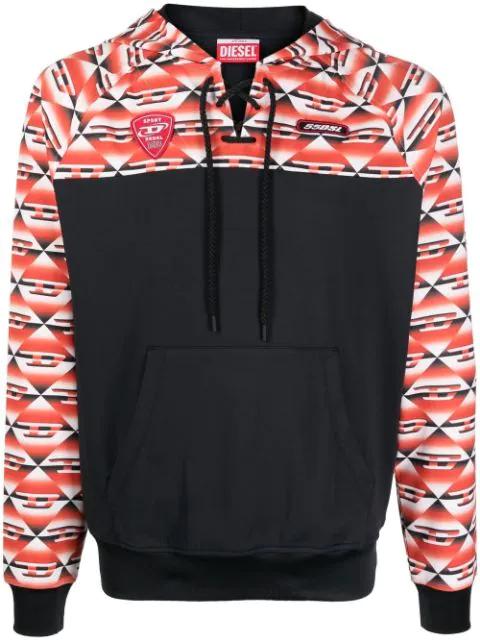 monogram panelled hoodie by DIESEL