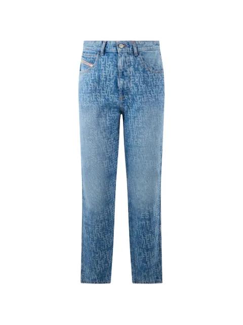monogram-print straight-leg jeans by DIESEL