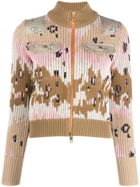 open-knit zip-up knitted jacket by DIESEL