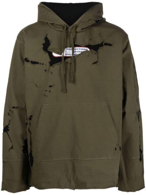 paint-splatter cotton hoodie by DIESEL