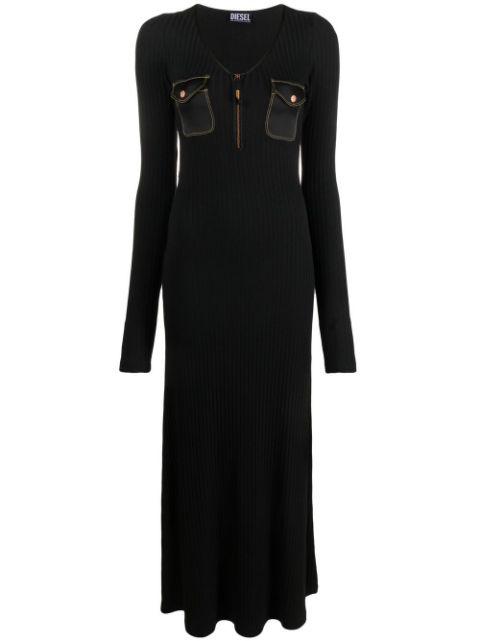 pocket-detal panelled dress by DIESEL
