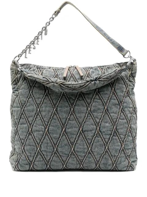 quilted chain-embellished shoulder bag by DIESEL