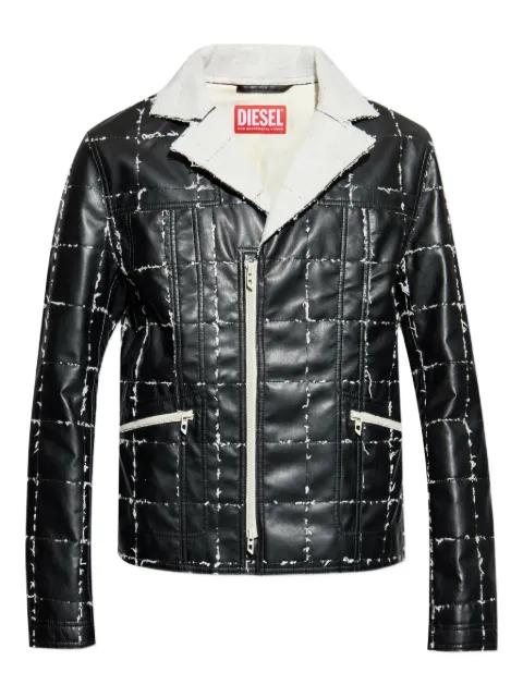 quilted panelled biker jacket by DIESEL