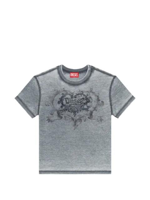 rhinestone-embellished burnout-effect T-shirt by DIESEL