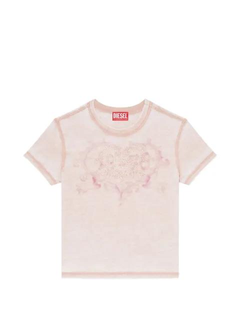 rhinestone-embellished burnout-effect T-shirt by DIESEL
