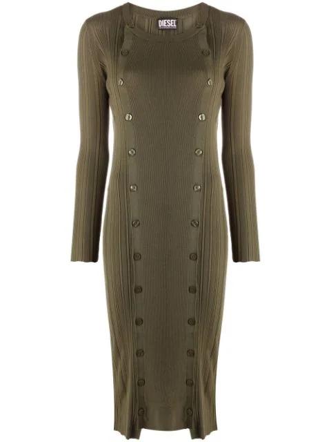 ribbed-knit buttoned panel dress by DIESEL