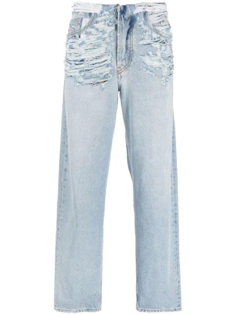 ripped straight-leg jeans by DIESEL