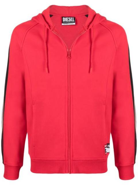 side logo-print detail hoodie by DIESEL
