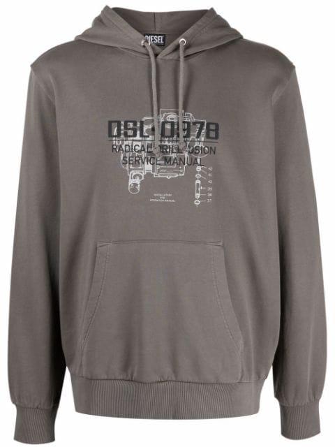 slogan-print cotton hoodie by DIESEL