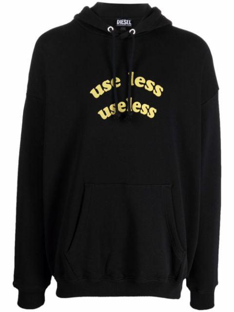slogan-print cotton hoodie by DIESEL