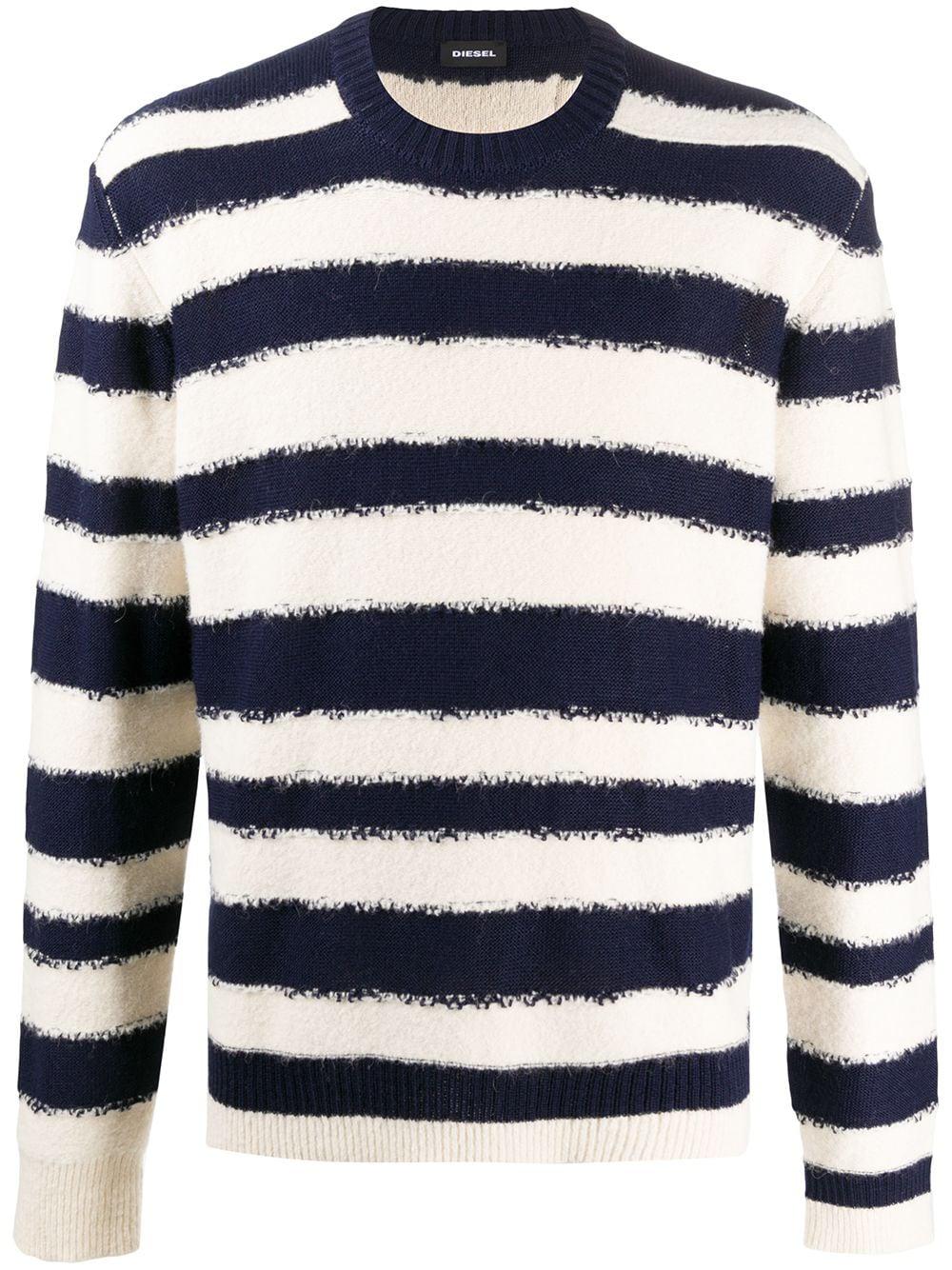 striped crew neck sweater by DIESEL