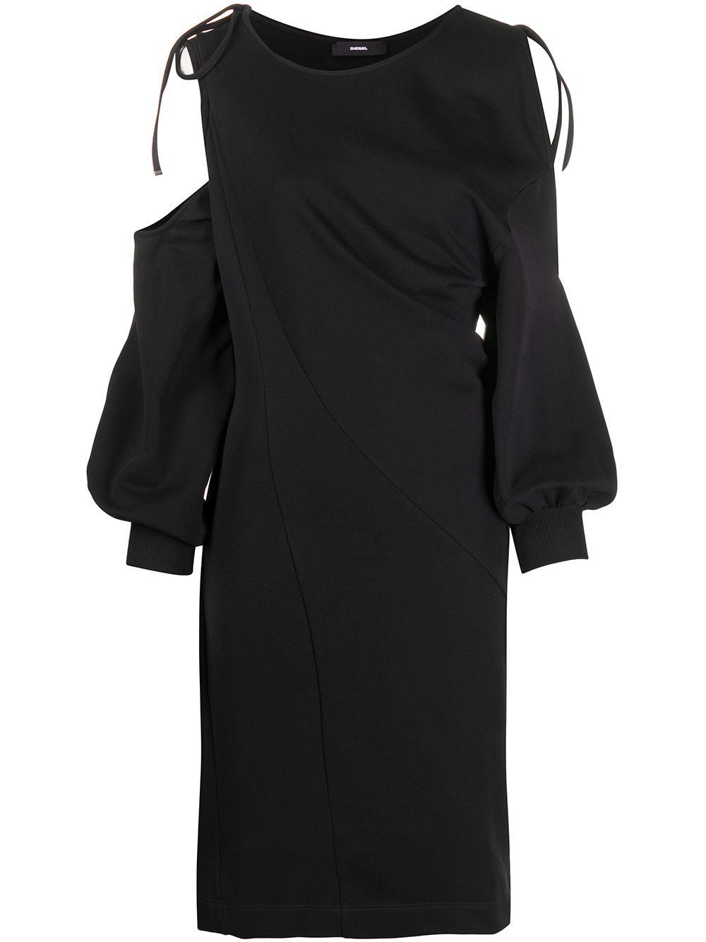 twist-draped cold-shoulder dress by DIESEL