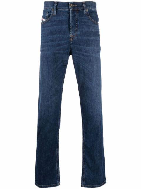 whiskered straight-leg jeans by DIESEL