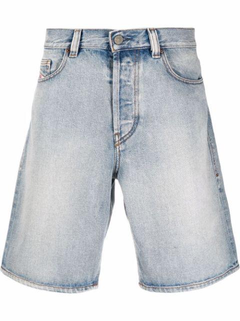 wide-leg denim skate shorts by DIESEL
