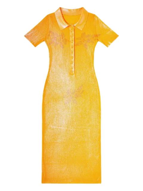 x Karol G M-Orange ribbed midi dress by DIESEL