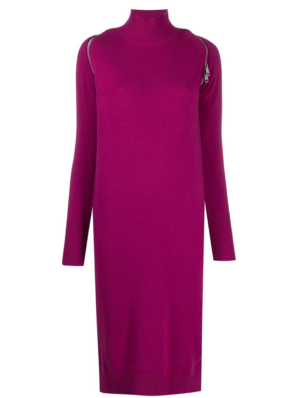 zip reveal rollneck knit dress by DIESEL