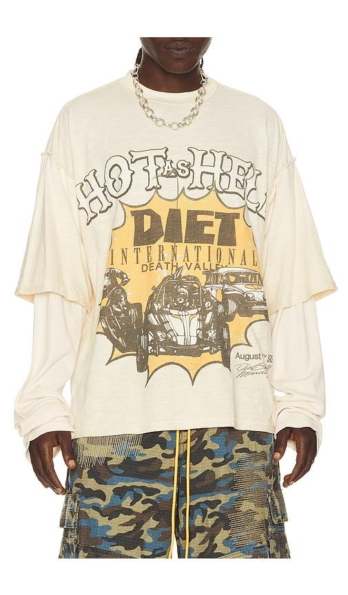Diet Starts Monday Hot As Hell Layered Long Sleeve Tee in White by DIET STARTS MONDAY