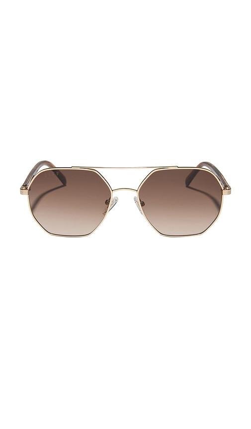 DIFF EYEWEAR X Jojo Fletcher Thin Metal Navigator Sunglasses in Brown by DIFF EYEWEAR