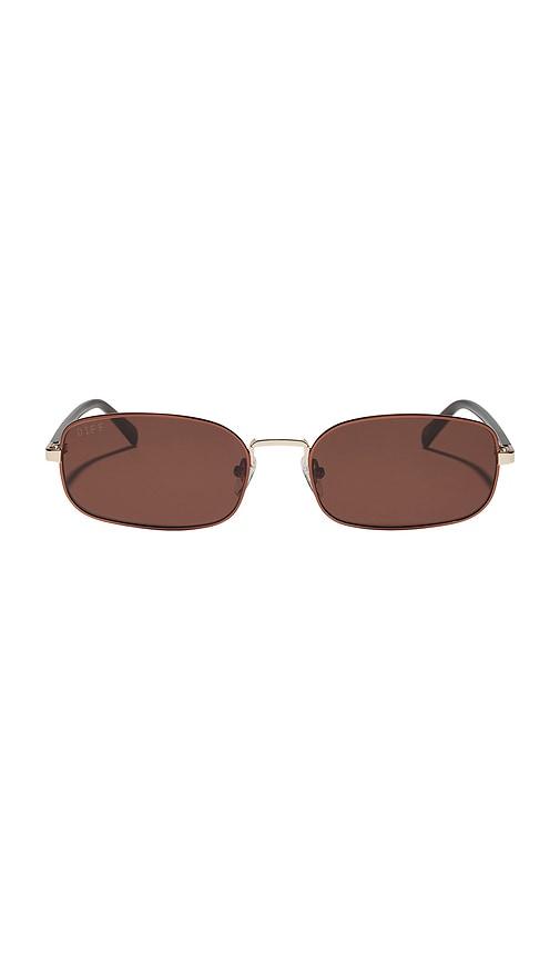 DIFF EYEWEAR X Rachael Kirkconnell Metal Rectangle Sunglasses in Brown by DIFF EYEWEAR