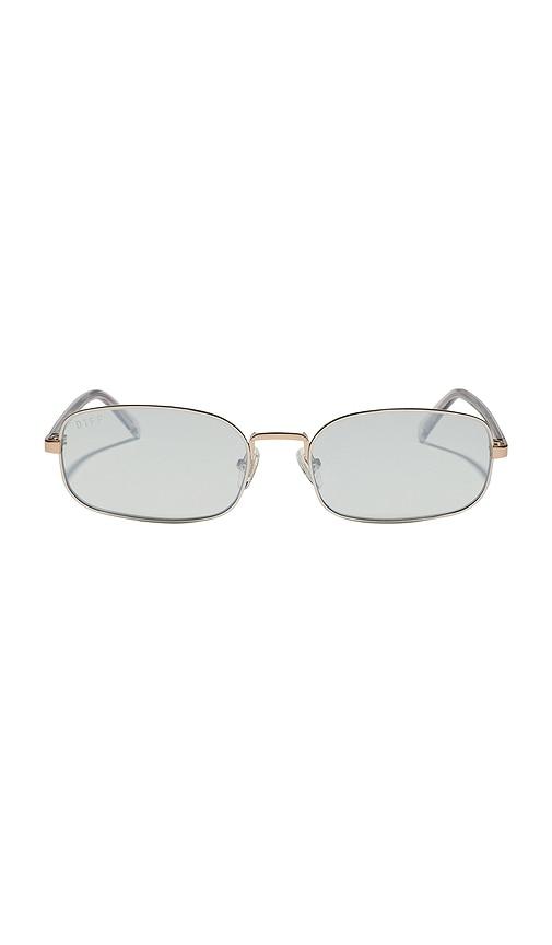 DIFF EYEWEAR X Rachael Kirkconnell Metal Rectangle Sunglasses in Metallic Silver by DIFF EYEWEAR