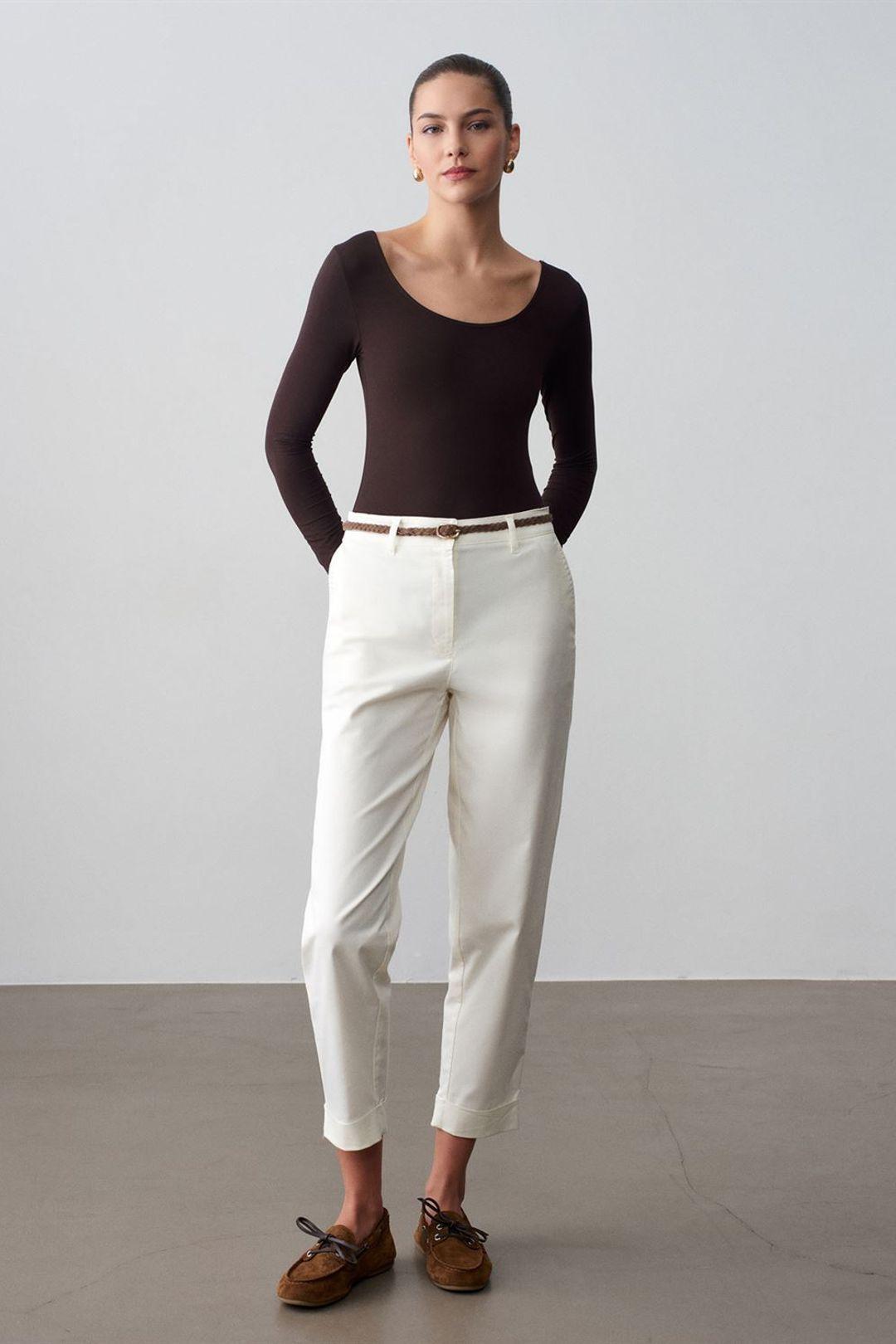 Belted Straight-leg Gabardine Chinos by DILVIN