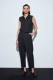 High-Waist Straight-Leg Crepe Trousers With Belt by DILVIN