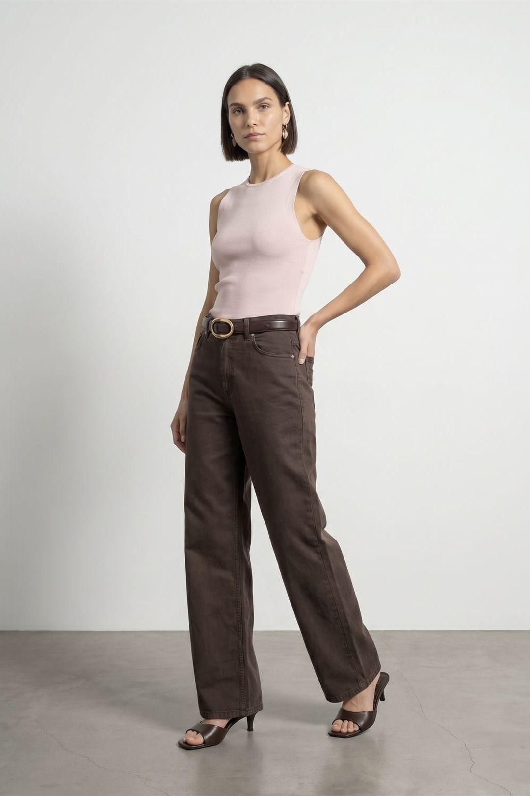 High-Waist Wide-Leg Denim Jeans by DILVIN
